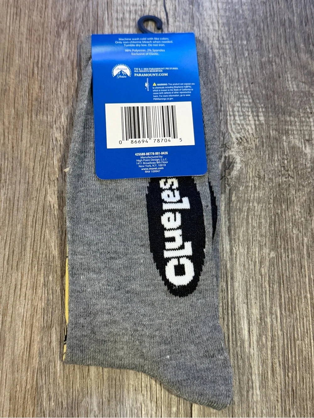 Clueless Character Graphic Gray Socks with Yellow & Teal